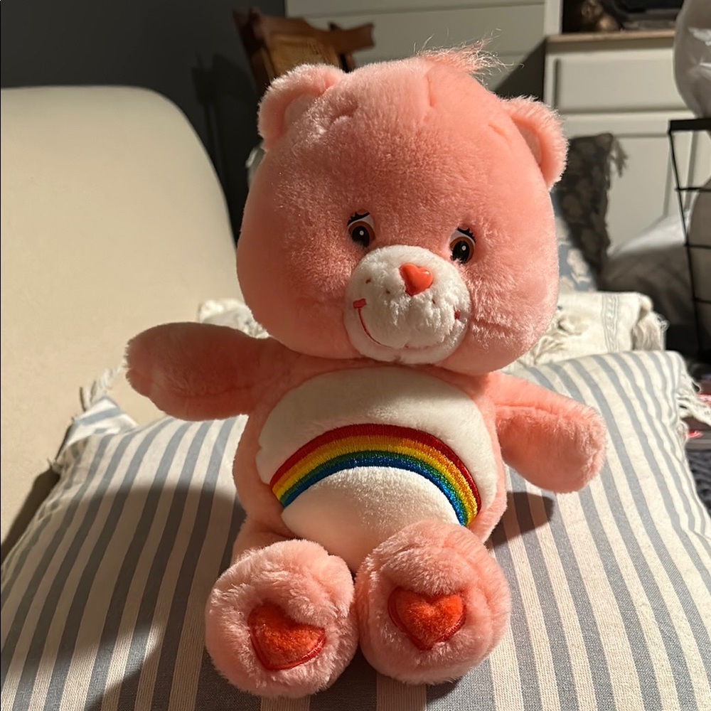 Care Bears Pink and White Talking Stuffed Animal with Rainbow 2003